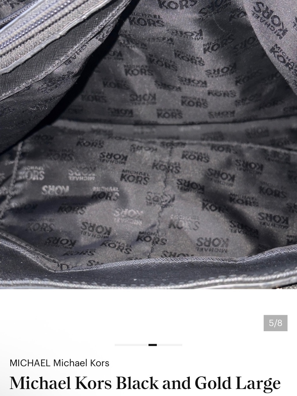 Michael Kors Black Nylon Tote with Gold Accents - Picture 6 of 8